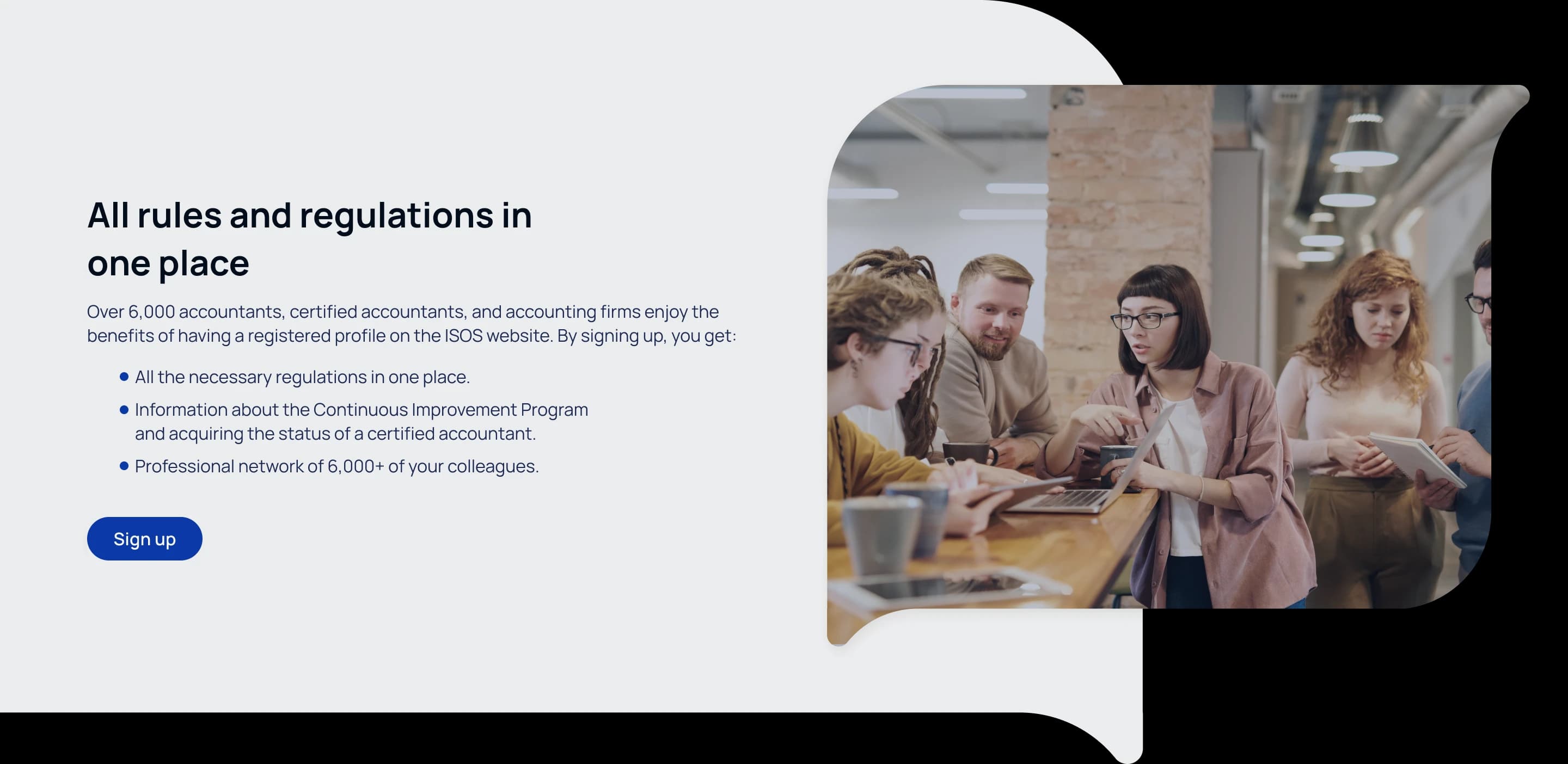 Call-to-action banner using the geometry of the new ISOS logo as a background pattern.