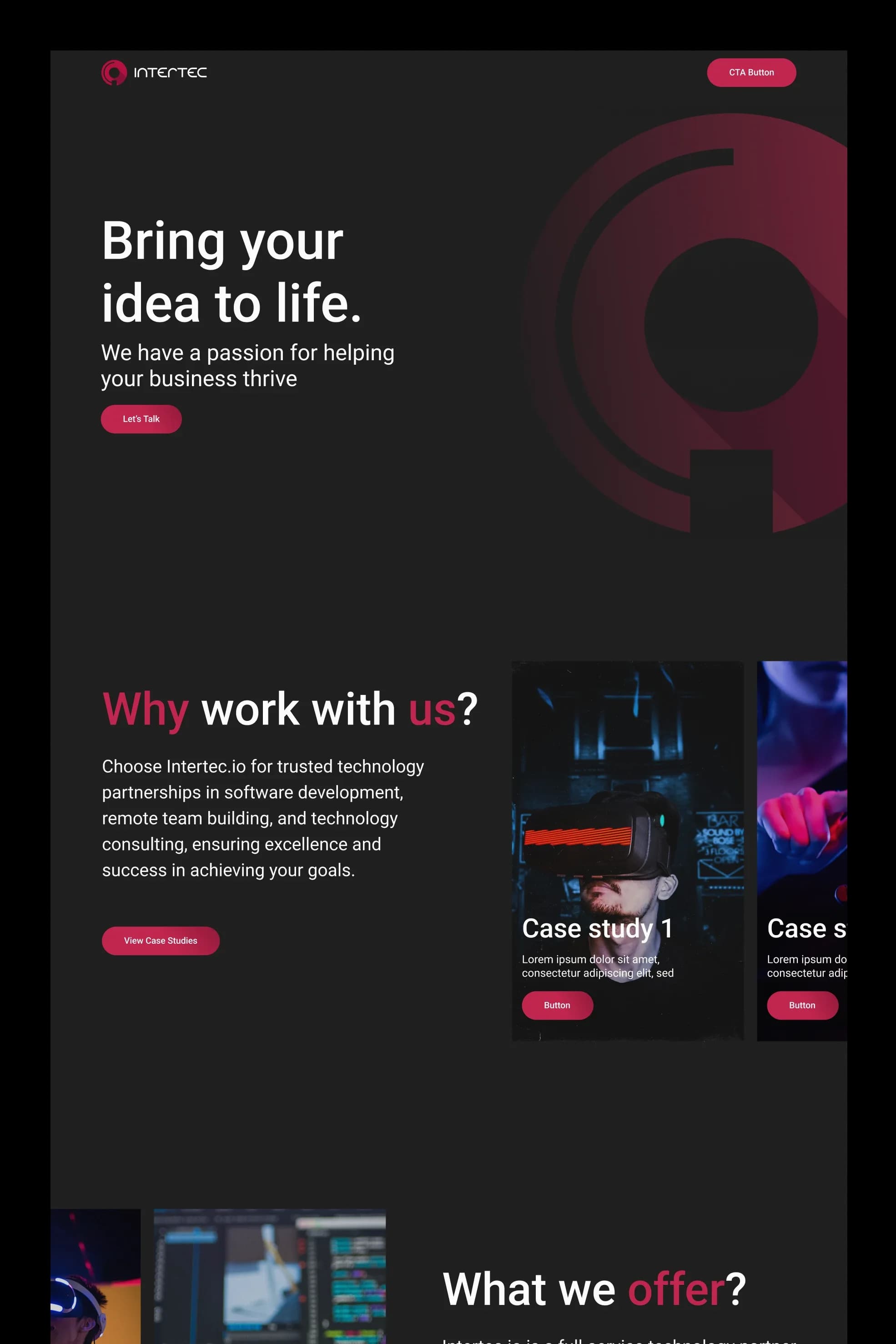Second early homepage concept, pulling in the opposite direction from the first.